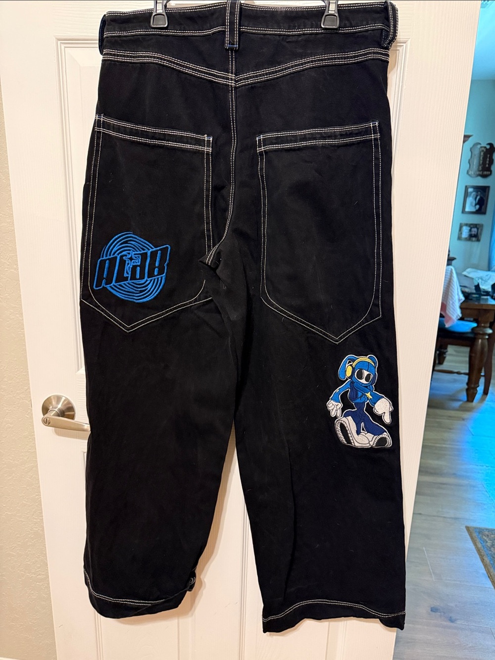 Men's ALab Black Graphic Patch Jeans